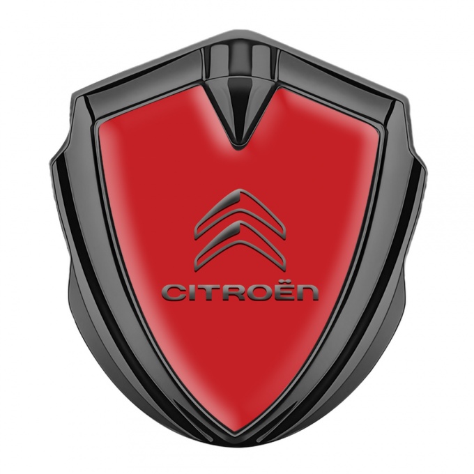 Citroen Fender Metal Emblem Badge Graphite Red Base Grey Logo Edition