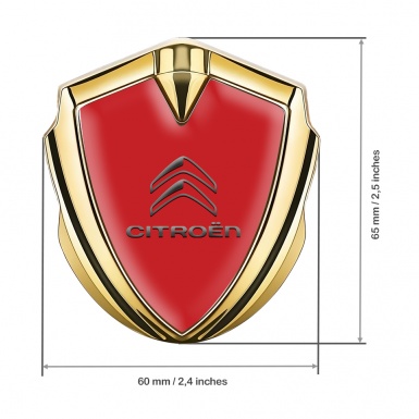 Citroen Fender Metal Emblem Badge Gold Red Base Grey Logo Edition