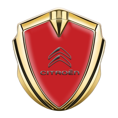 Citroen Fender Metal Emblem Badge Gold Red Base Grey Logo Edition