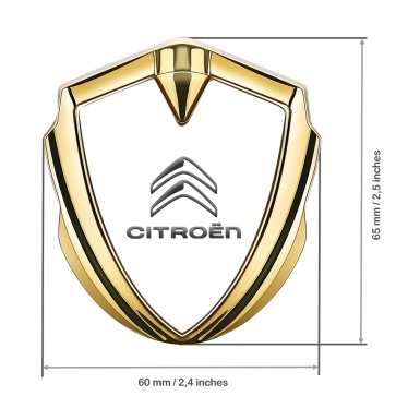 Citroen Trunk Metal Emblem Badge Gold White Base Grey Logo Design