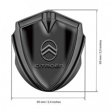 Citroen 3D Car Metal Emblem Graphite Black Base Modern Logo Edition