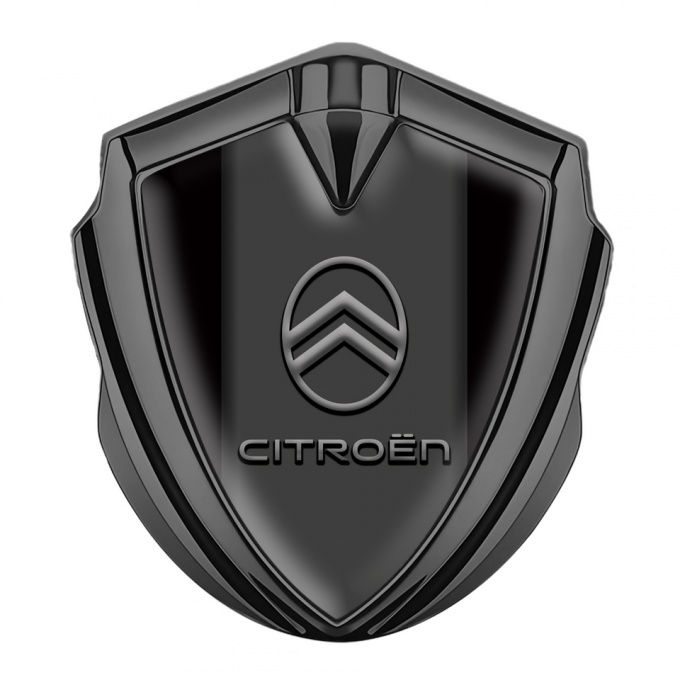 Citroen 3D Car Metal Emblem Graphite Black Base Modern Logo Edition