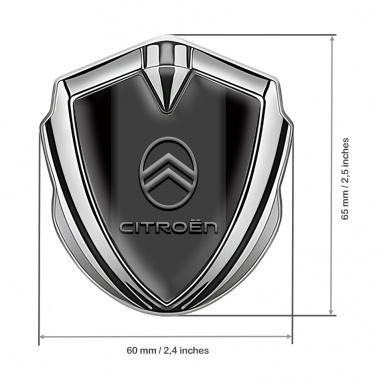 Citroen 3D Car Metal Emblem Silver Black Base Modern Logo Edition