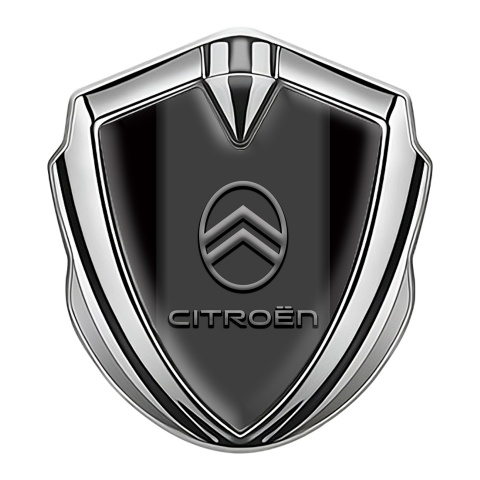 Citroen 3D Car Metal Emblem Silver Black Base Modern Logo Edition