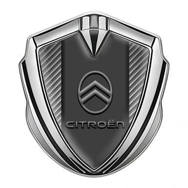 Citroen Self Adhesive Bodyside Emblem Silver Carbon Base Grey Logo