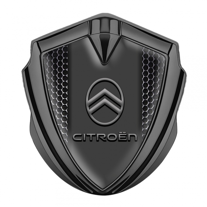 Citroen Metal Emblem Self Adhesive Graphite Black Carbon Modern Logo