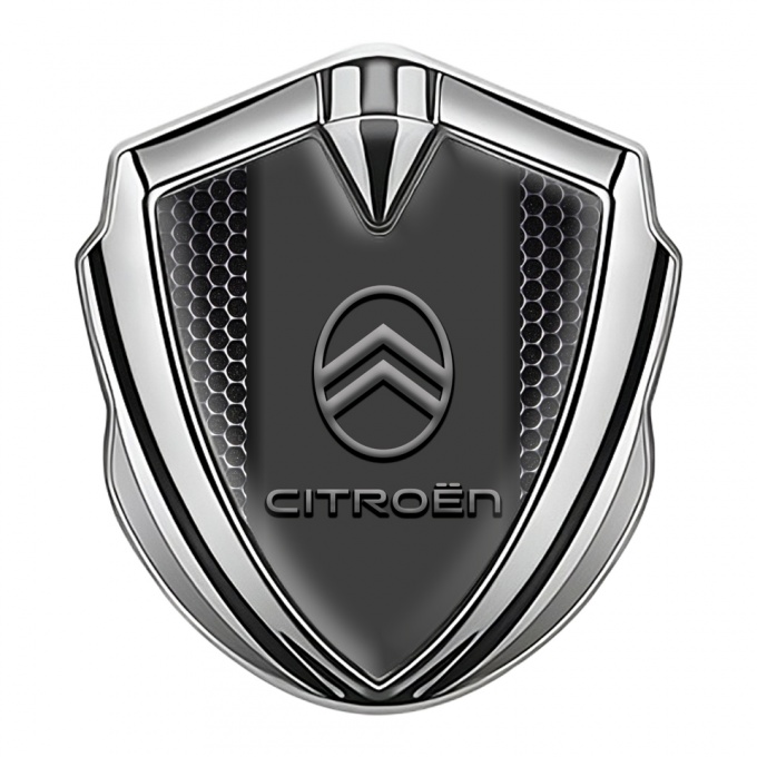 Citroen Metal Emblem Self Adhesive Silver Black Carbon Modern Logo