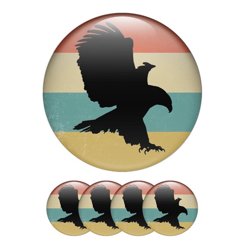 Animals Domed Stickers Wheel Center Cap Silhouette Of A Flying Eagle