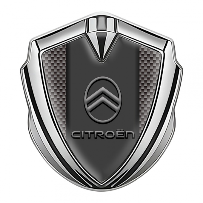 Citroen Trunk Metal Emblem Badge Silver Brown Carbon Base Gradient Logo
