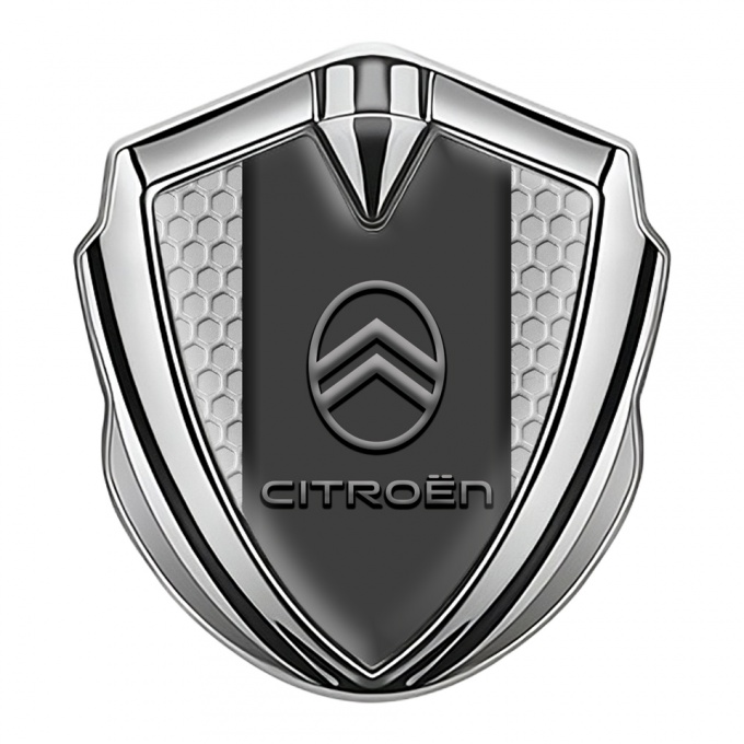 Citroen Tuning Emblem Self Adhesive Silver Honeycomb Gradient Logo