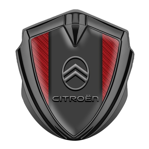 Citroen Fender Metal Emblem Badge Graphite Red Carbon Gradient Effect