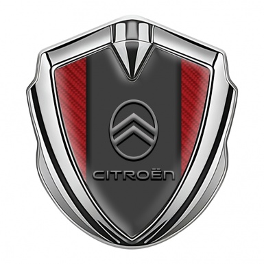 Citroen Fender Metal Emblem Badge Silver Red Carbon Gradient Effect