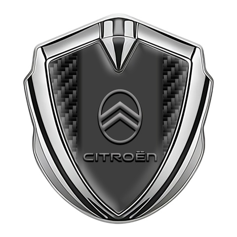 Citroen Trunk Emblem Badge Silver Black Carbon Gradient Logo Effect