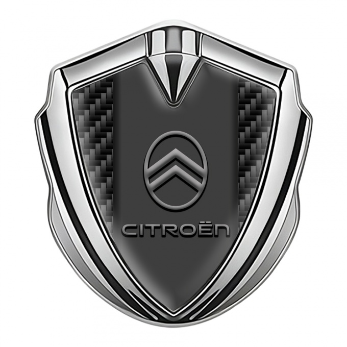 Citroen Trunk Emblem Badge Silver Black Carbon Gradient Logo Effect