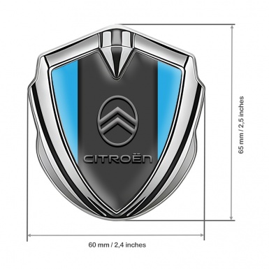 Citroen 3D Car Metal Emblem Silver Sky Blue Base Clean Gradient Logo
