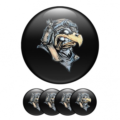 Animals Domed Stickers Wheel Center Cap Image Of An Eagle In Animated Style 