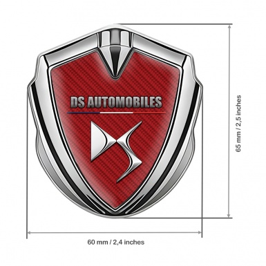 Citroen DS Fender Emblem Badge Silver Red Carbon Base Modern Logo