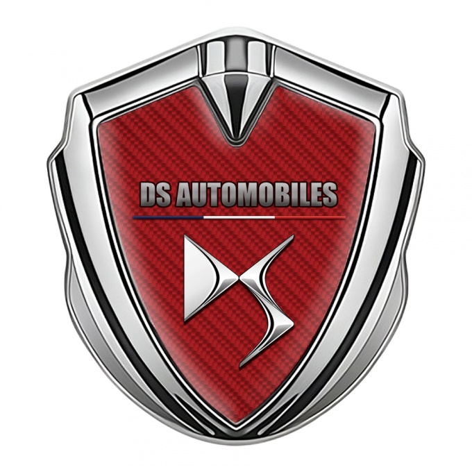 Citroen DS Fender Emblem Badge Silver Red Carbon Base Modern Logo