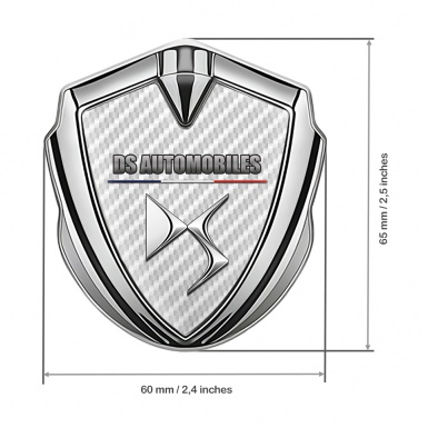 Citroen DS Fender Metal Emblem Badge Silver White Carbon French Flag