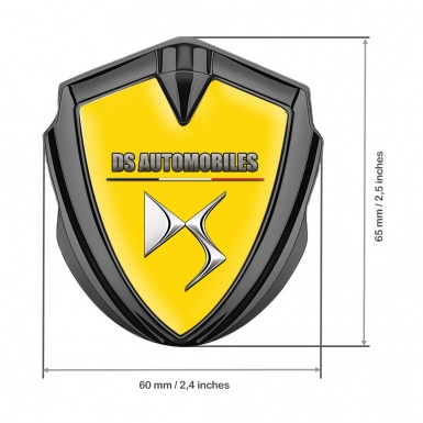 Citroen DS Tuning Emblem Self Adhesive Graphite Yellow Base French Flag