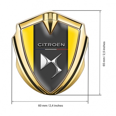 Citroen DS Fender Metal Badge Gold Yellow Base Chrome Logo Effect