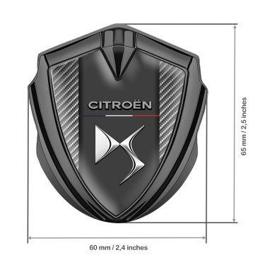 Citroen DS Metal Emblem Self Adhesive Graphite Carbon Base Chrome Effect