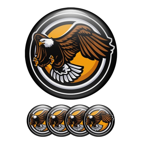 Animals Wheel Center Cap Domed Stickers Brown Eagle With A White Head In An Offensive Position