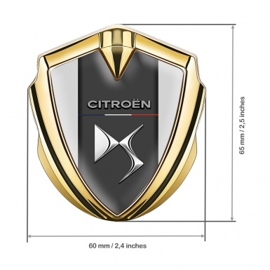 Citroen DS Trunk Metal Emblem Gold Grey Base Chrome Logo Effect