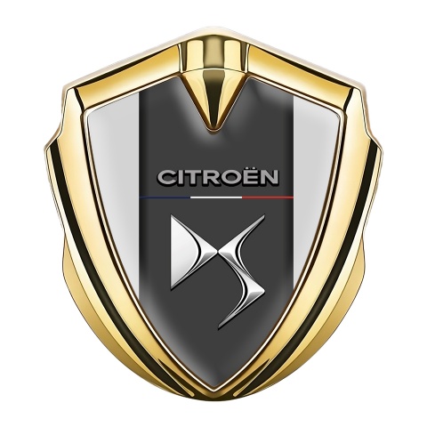 Citroen DS Trunk Metal Emblem Gold Grey Base Chrome Logo Effect