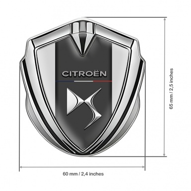 Citroen DS Trunk Metal Emblem Silver Grey Base Chrome Logo Effect