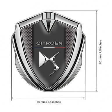 Citroen DS Self Adhesive Bodyside Emblem Silver Brown Carbon Effect