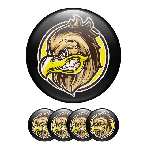 Animals Wheel Center Caps Emblem Image Of A Brown Head Of An Eagle With A Yellow Beak 