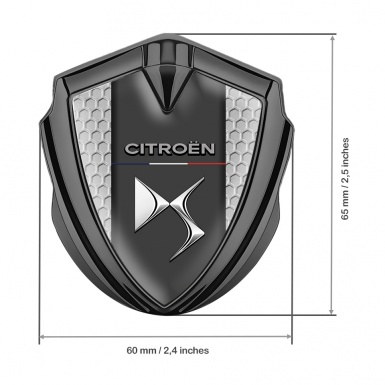 Citroen DS Trunk Badge Graphite Honeycomb Template Chrome Effect