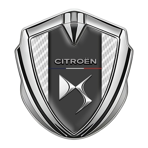 Citroen DS Metal Emblem Self Adhesive Silver White Carbon Chrome Design