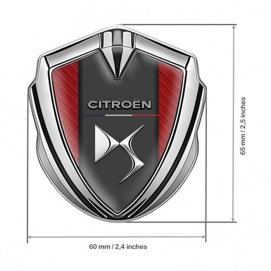 Citroen Fender Metal Emblem Badge Silver Red Carbon Chrome Effect