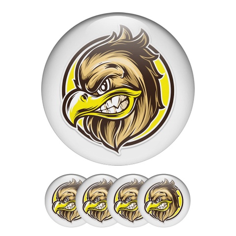 Animals Sticker Wheel Center Hub Cap Brown Head Of An Aagle With A Yellow Beak On A Black Background