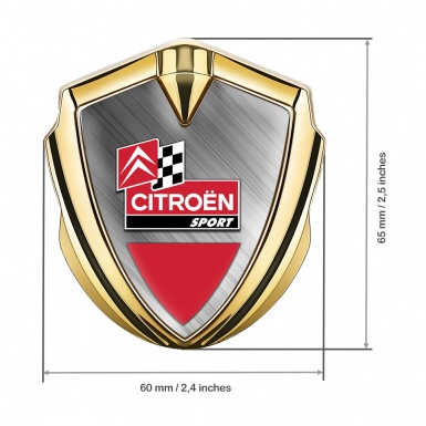 Citroen Sport Bodyside Badge Self Adhesive Gold Brushed Racing Design