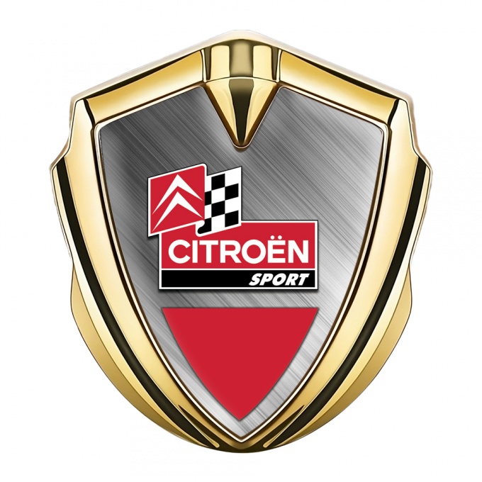 Citroen Sport Bodyside Badge Self Adhesive Gold Brushed Racing Design