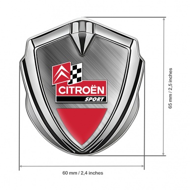 Citroen Sport Bodyside Badge Self Adhesive Silver Brushed Racing Design