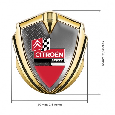 Citroen Sport Fender Emblem Badge Gold Racing Design Torn Design
