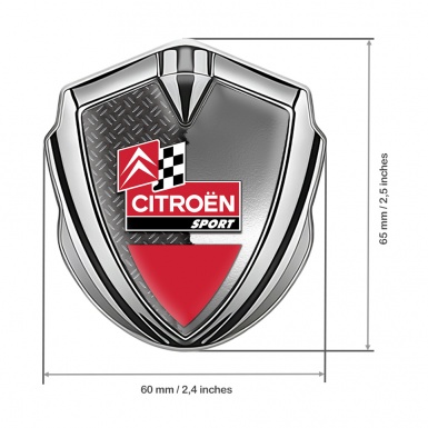 Citroen Sport Fender Emblem Badge Silver Racing Design Torn Design