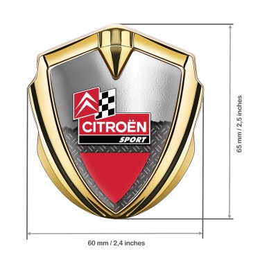 Citroen Sport Tuning Emblem Self Adhesive Gold Metal Shield Half Torn