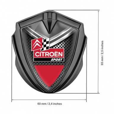 Citroen Sport Fender Emblem Badge Graphite Metal Mesh Racing Flag Design