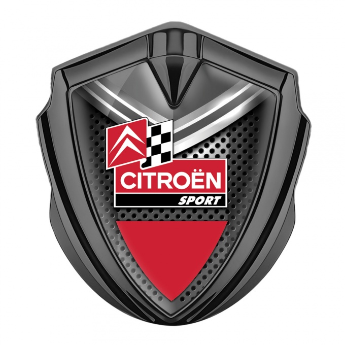 Citroen Sport Fender Emblem Badge Graphite Metal Mesh Racing Flag Design