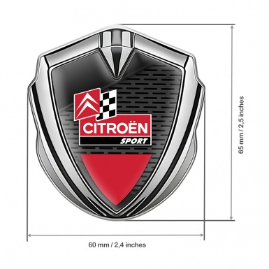 Citroen Sport Fender Metal Emblem Badge Silver Dark Grille Racing Flag