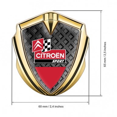 Citroen Sport Trunk Emblem Badge Gold Waffle Effect Racing Flag Design