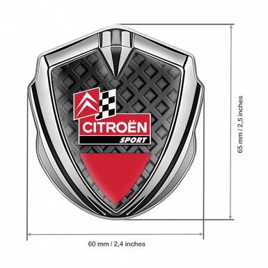 Citroen Sport Trunk Emblem Badge Silver Waffle Effect Racing Flag Design