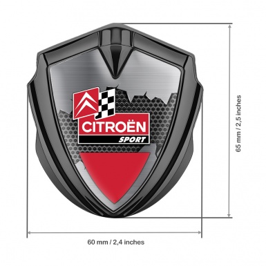 Citroen Sport Trunk Metal Emblem Graphite Torn Metal Effect Racing Flag