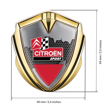 Citroen Sport Trunk Metal Emblem Gold Torn Metal Effect Racing Flag