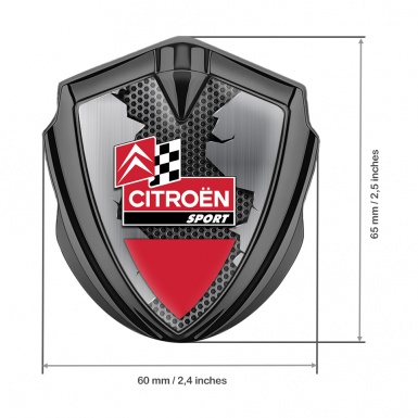 Citroen Sport 3D Car Metal Emblem Graphite Broken Plate Racing Design 